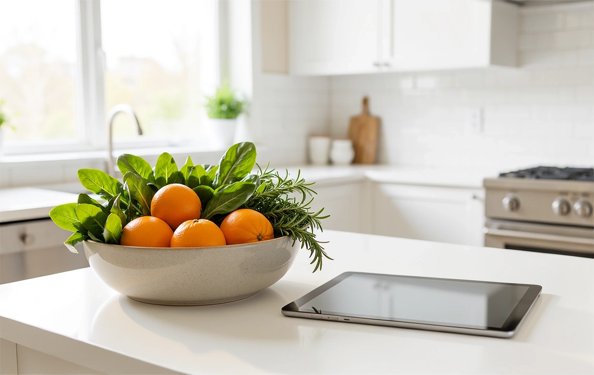 Frische gesunde Zutaten in einer modernen Küche